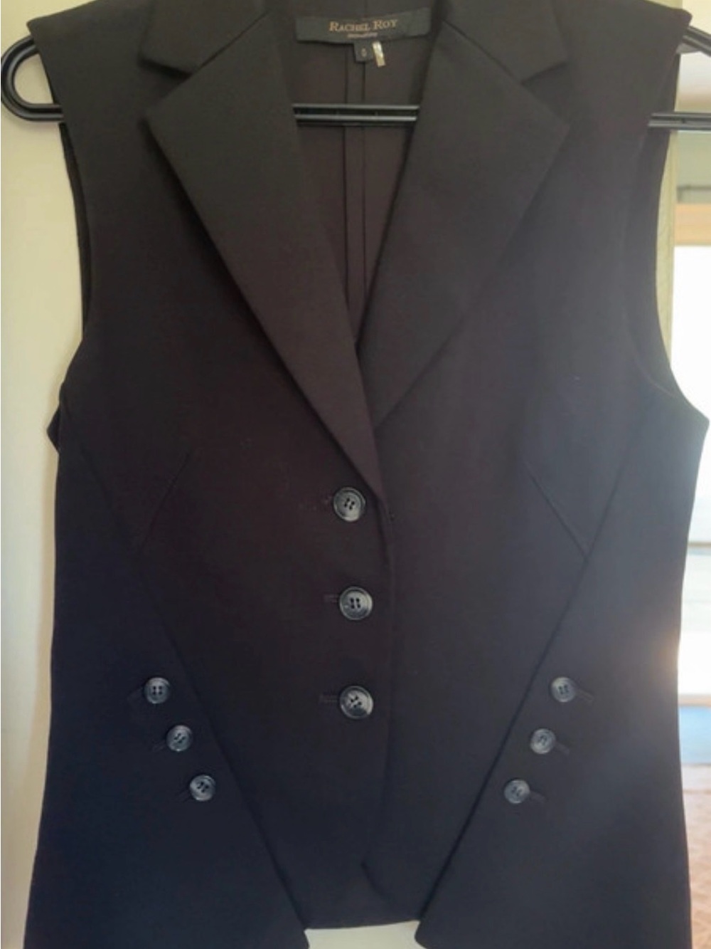 RACHEL Rachel Roy Classic Black Tailored Sleeveless Blazer Vest
